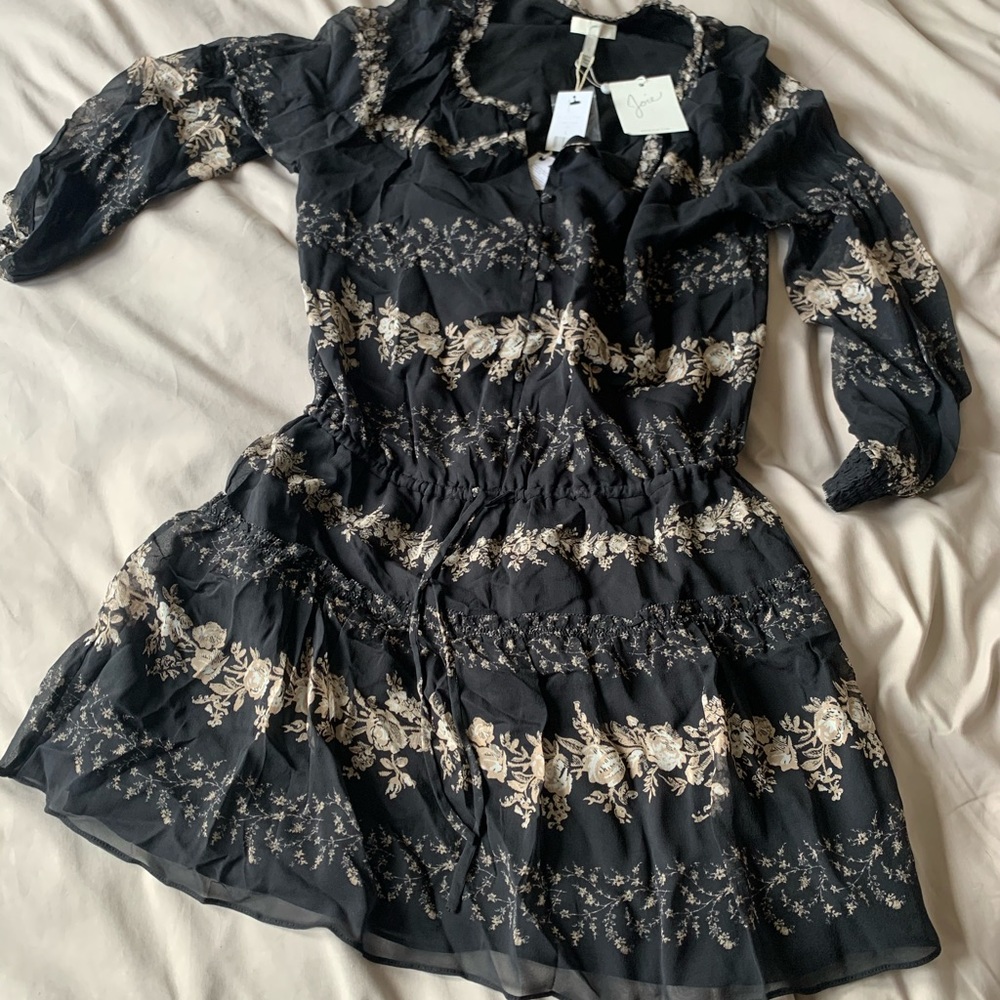 Joie silk large size tie waist dress